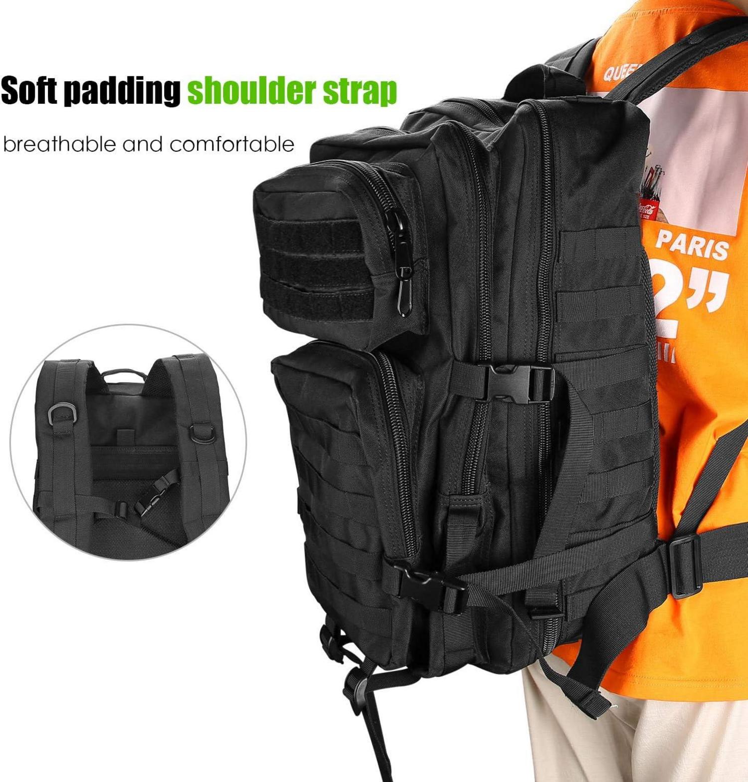 Taktischer Militär Rucksack 40L Große Kapazität Schwarz Outdoor