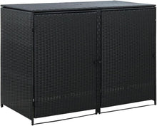 Mülltonnenbox 2er Poly Rattan Gerätebox Schwarz