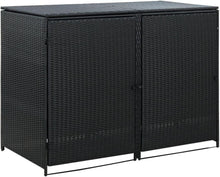 Mülltonnenbox 2er Rattan Schwarz Gerätebox Garten
