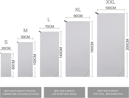 Kompaktes Mikrofaser Handtuch Ultra Leicht 180cm Grau