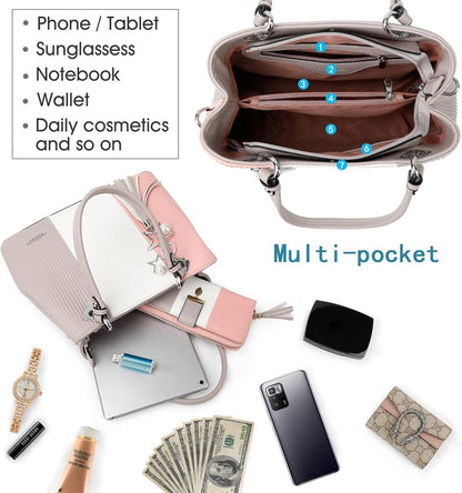 Damen Handtasche Gestreift Multifunktional Umhängetasche mit vielen