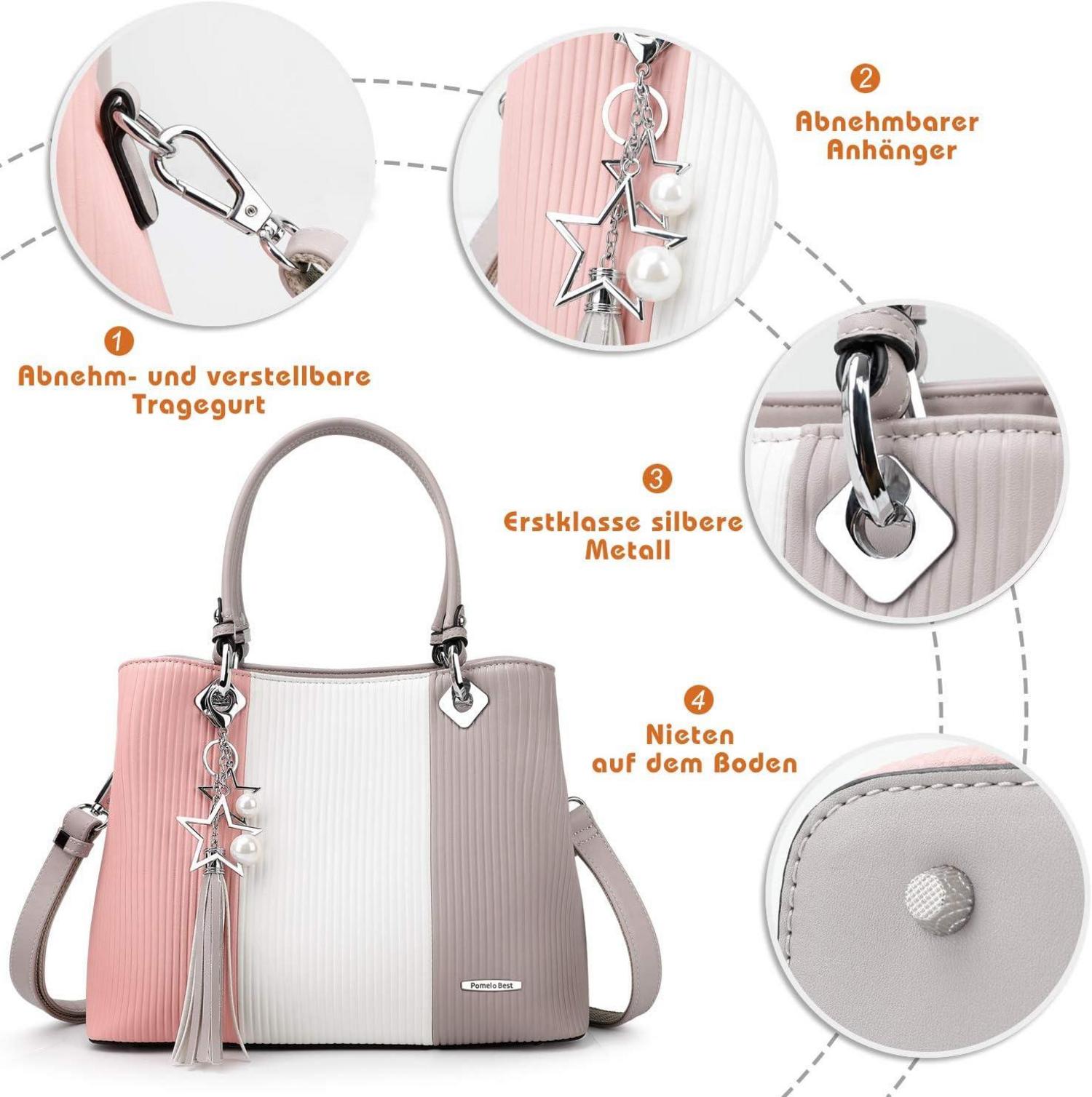 Pomelo Best Damen Handtasche gestreift Umhängetasche mit Innentaschen