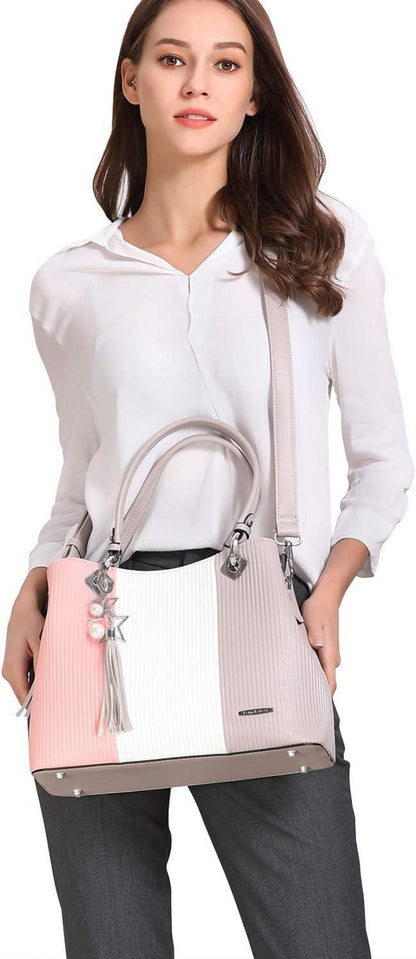 Damen Handtasche gestreift Multifunktion Umhängetasche blau rot