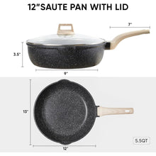 CAROTE Bratpfanne Wokpfanne mit Deckel 32cm 6.1L