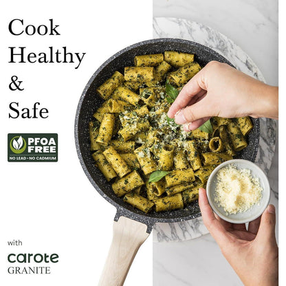 CAROTE Bratpfanne Wokpfanne mit Deckel 32cm 6.1L