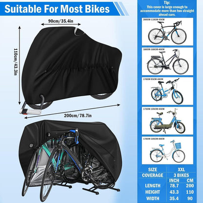 Wasserdichte Fahrradabdeckung 200x110x90cm – Schutzhülle für 1-2 Fahrräder