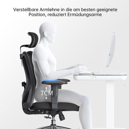 SIHOO Ergonomischer Bürostuhl mit Verstellbarer Lordosenstütze, Kopfstütze und Armlehne