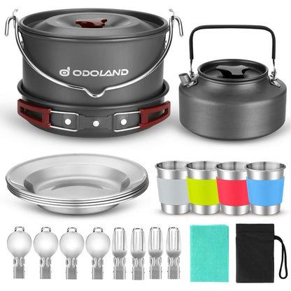 Camping Geschirr Set Edelstahl Outdoor Kochen Picknick 4