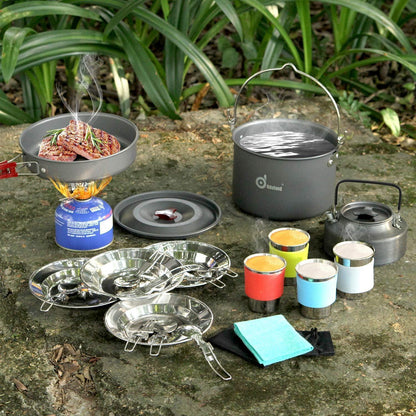 Camping Geschirr Set Edelstahl Outdoor Kochen Picknick 4