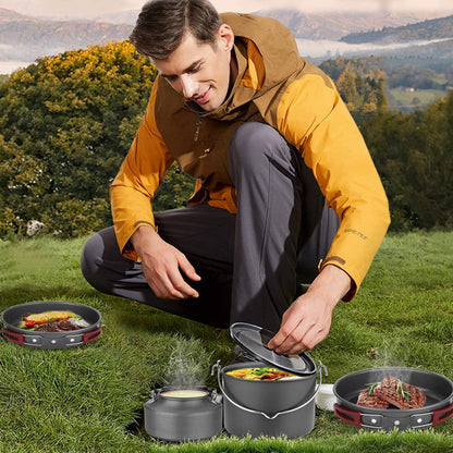Camping Geschirr Set Edelstahl Outdoor Kochen Picknick 4