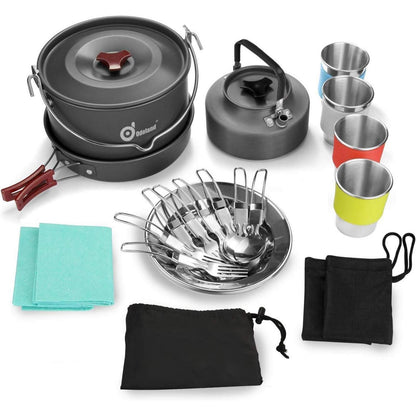Camping Geschirr Set Edelstahl Outdoor Kochen Picknick 4