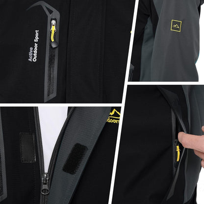 Herren Übergangsjacke Wasserabweisend mit Kapuze S Schwarz