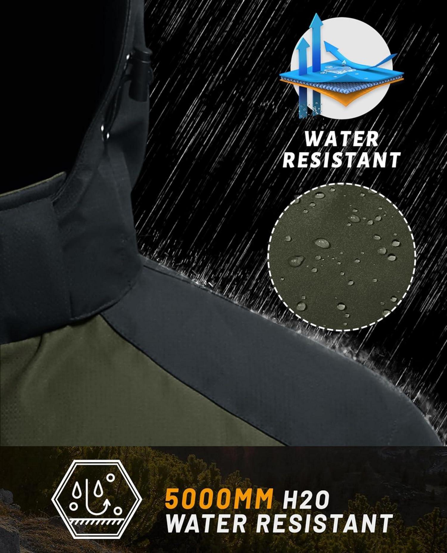 Herren Wanderjacke mit abnehmbarer Kapuze, wasserabweisend, leicht - Grün S