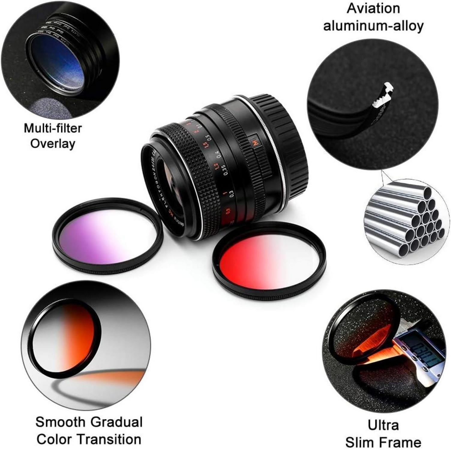 52mm Graduierte Farbfilter Set 9 Stück für DSLR Kamera