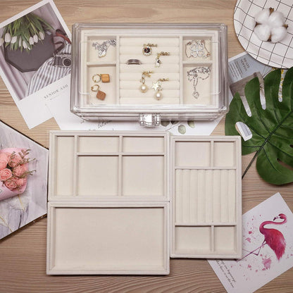 Schmuckschatulle mit 3 Schubladen für Damen - Ring Ohrring