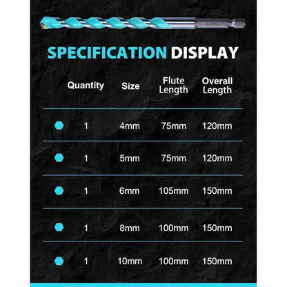 EZARC 5tlg Bohrer Set Hartmetall Sechskantbohrer