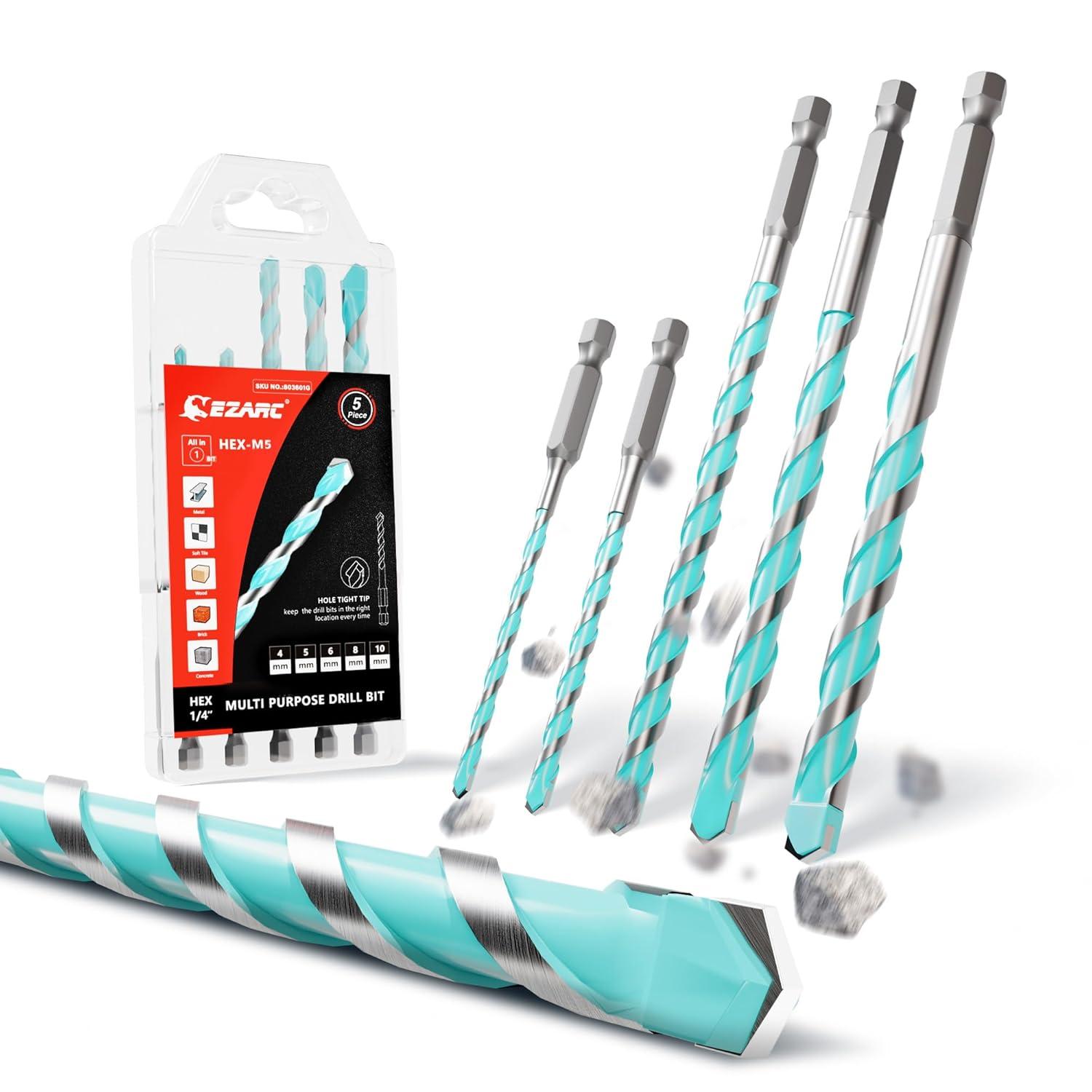 EZARC 5tlg Bohrer Set, Hartmetall-Sechskantbohrer für