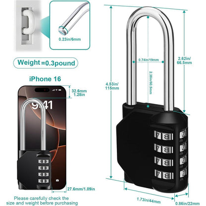 Zahlenschloss mit langer 4-stelliger Kombination für