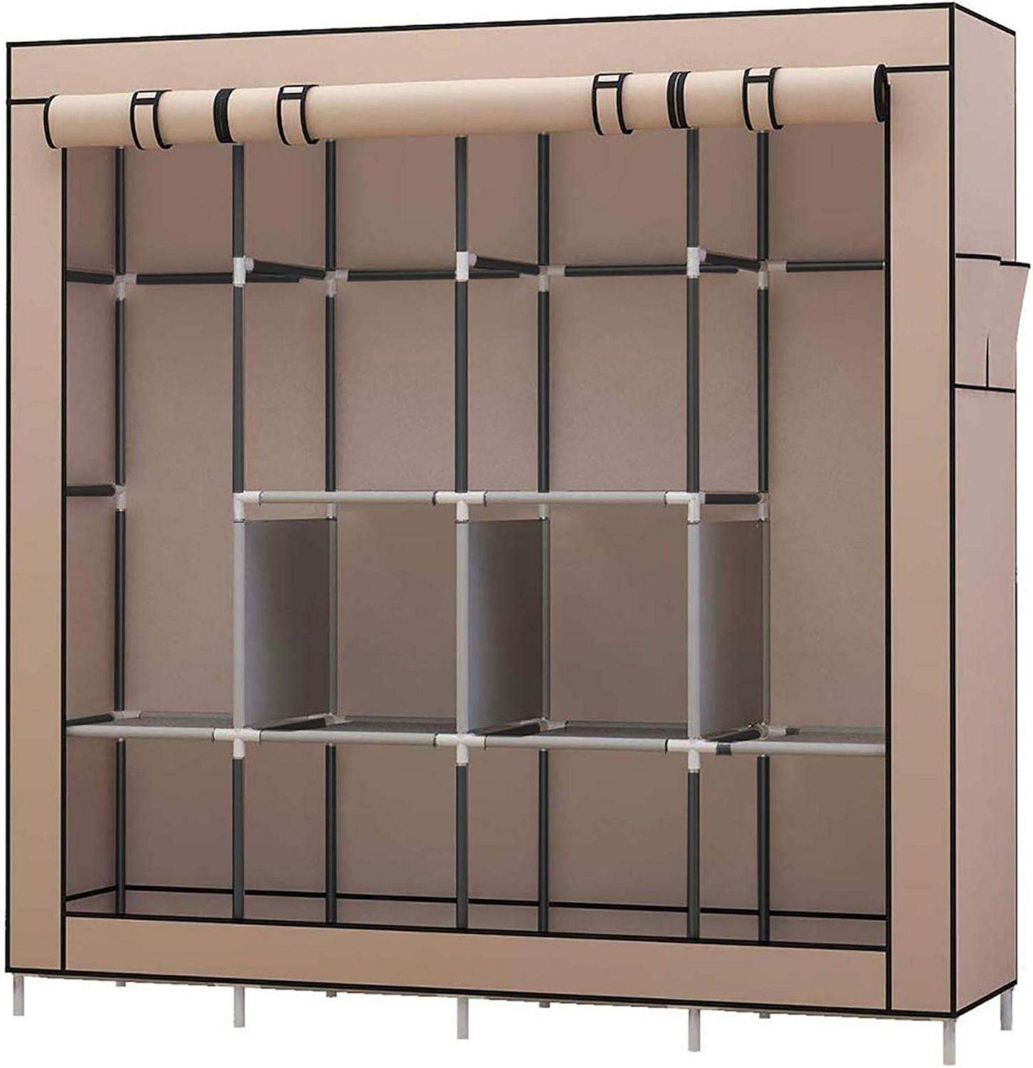 Kleiderschrank UDEAR Stoff Faltschrank Braun 4