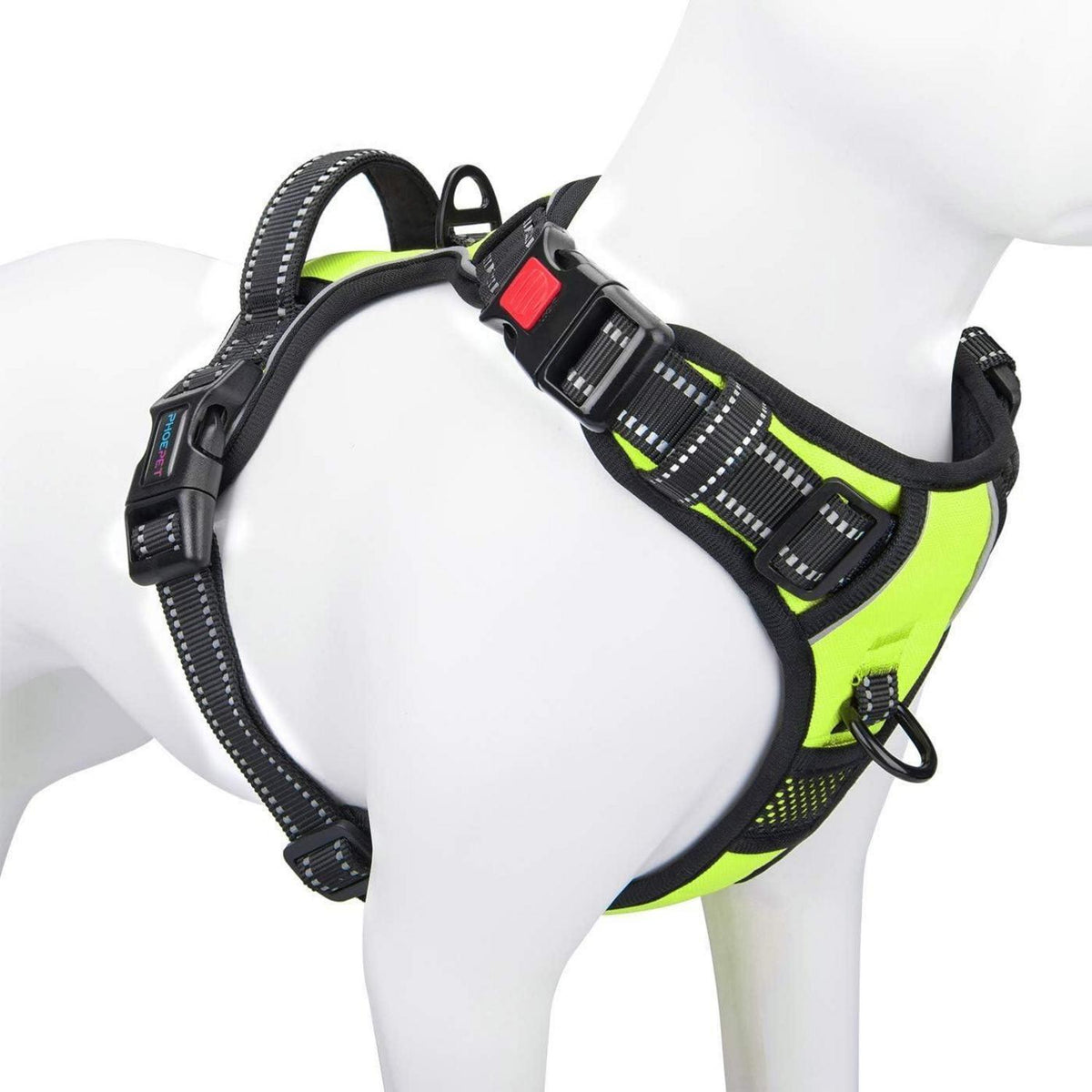 PHOEPET Anti-Zieh-Hundegeschirr Grün M mit Griff