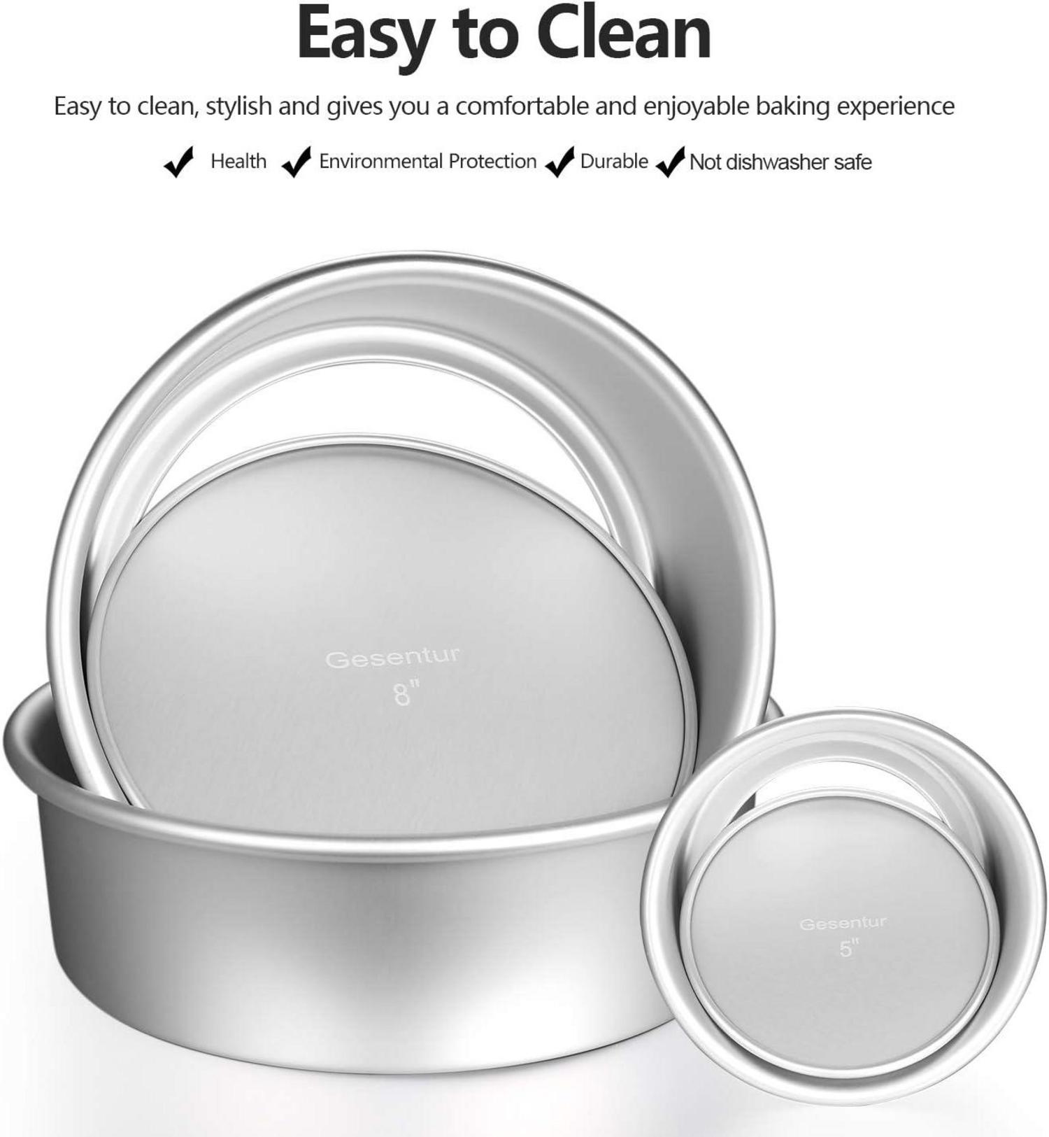 Gesentur Kuchenform Rund Set aus Aluminium Antihaftbeschichtung 5 Größen Silber