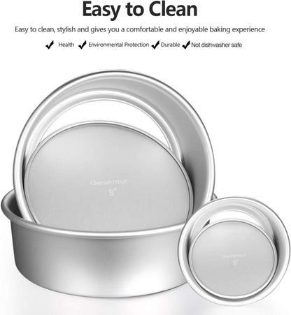Gesentur Kuchenform Rund Set aus Aluminium Antihaftbeschichtung 5 Größen Silber