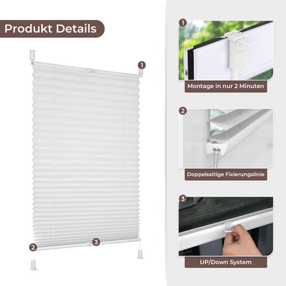 Klemmrollos für Fenster ohne Bohren Jalousie 35x130cm weiß