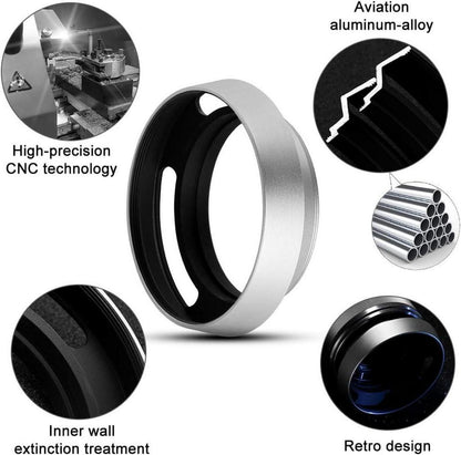49mm Metall Gegenlichtblende mit Objektivdeckel und
