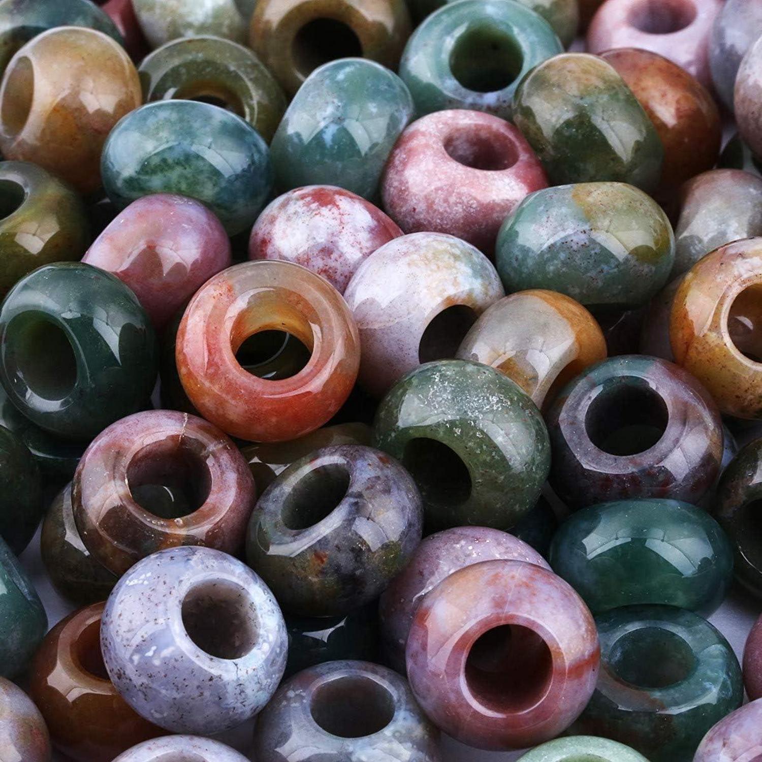 20 Natürliche Edelstein Perlen Indischer Achat Rund 14x8mm Großes Loch