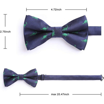 Herren Fliege Einstecktuch Set Blau mit Bäumen Muster