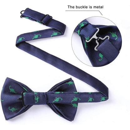 Herren Fliege Einstecktuch Set Blau mit Bäumen Muster