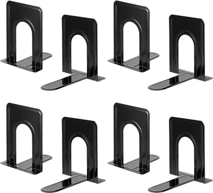 Rutschfeste Metall-Buchstützen 4 Paar Schwarz 17 x 14,5 x 12,5 cm