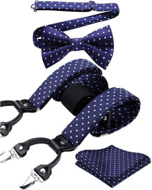 Verstellbare Herren Hosenträger Fliege Set 3.5cm Breit Y Form 6 Clips