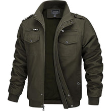 Herren Übergangsjacke Cargo Militärjacke Winddicht Viele Taschen Armeegrün