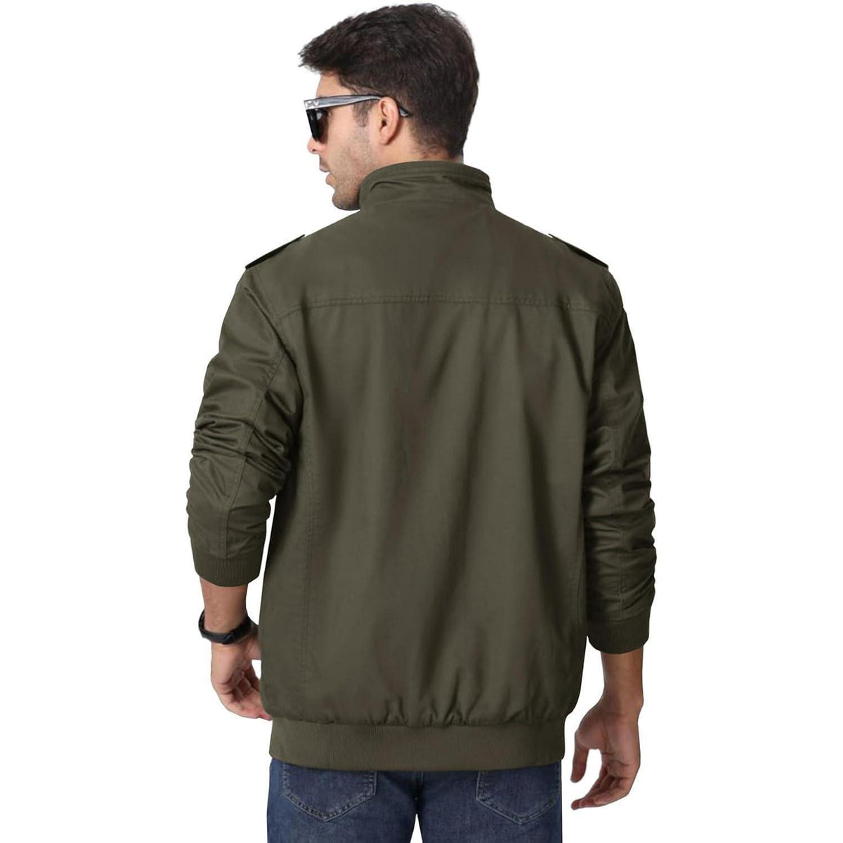 Herren Übergangsjacke Cargo Militärjacke Winddicht Viele Taschen Armeegrün