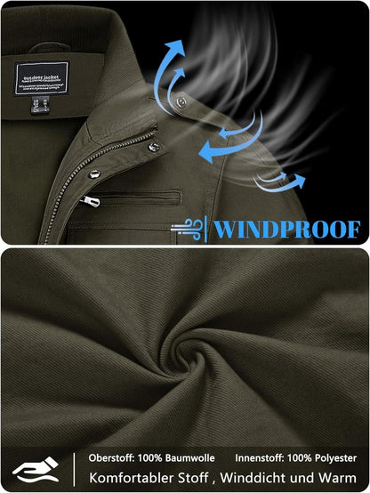 Übergangsjacke Stehkragen Militär Outdoorjacke Winddichte Feldjacke