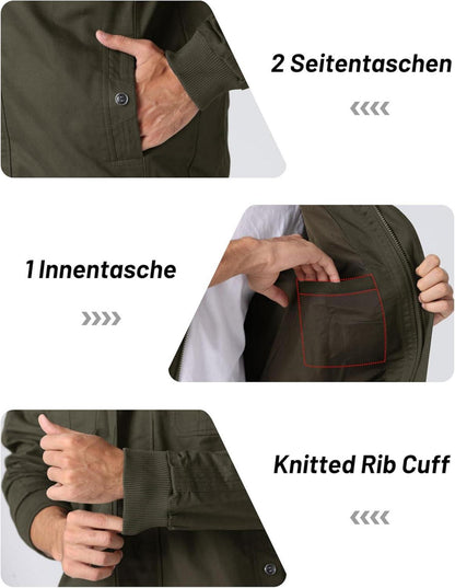 Herren Übergangsjacke Militär Outdoorjacke Winddicht S Armeegrün