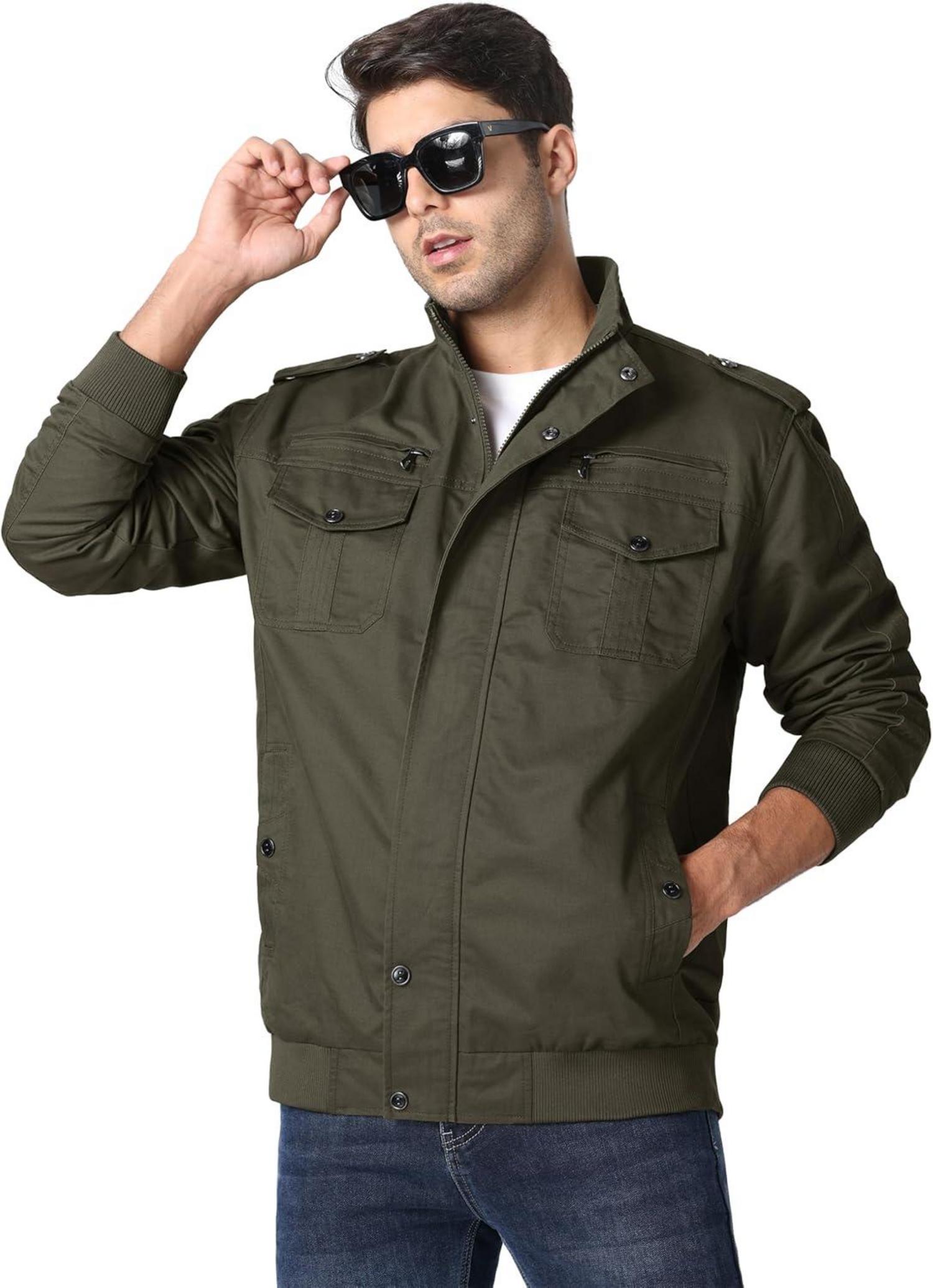 Herren Übergangsjacke Militär Outdoorjacke Winddicht S Armeegrün