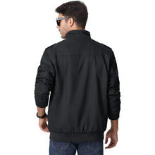 Herren Übergangsjacke Cargo Militärjacke Winddicht Vieltaschen Schwarz