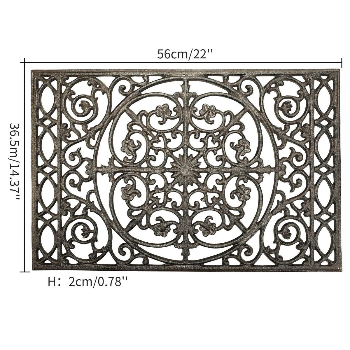 Gusseisen Fußmatte rechteckig - robust & dekorativ 56x37 cm