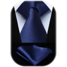 Extra lange herren krawatte dunkelblau einfarbig hochzeit