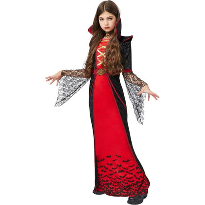 Vampir Königin Kostüm Mädchen Deluxe Set Halloween Viktorianisch XL