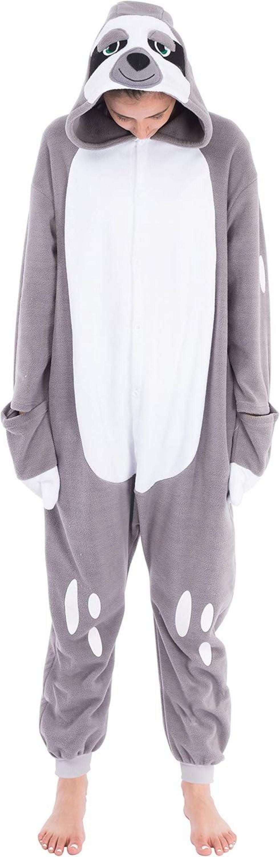 Spooktacular Creations Faultier Plüsch Jumpsuit Onesie Erwachsene Grau