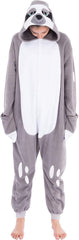 Spooktacular Creations Faultier Plüsch Jumpsuit Onesie Erwachsene Grau