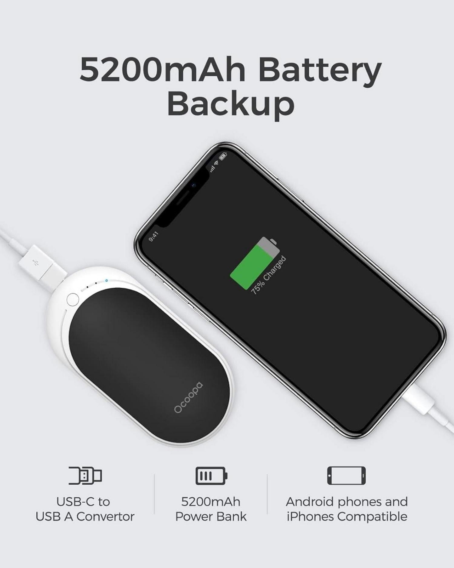 Wiederaufladbarer Handwärmer 5200 mAh für Outdoor-Sport mit 3 Heizstufen