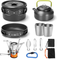 Camping Kochset 12-teilig für 1-2 Personen - Outdoor Geschirr-Set