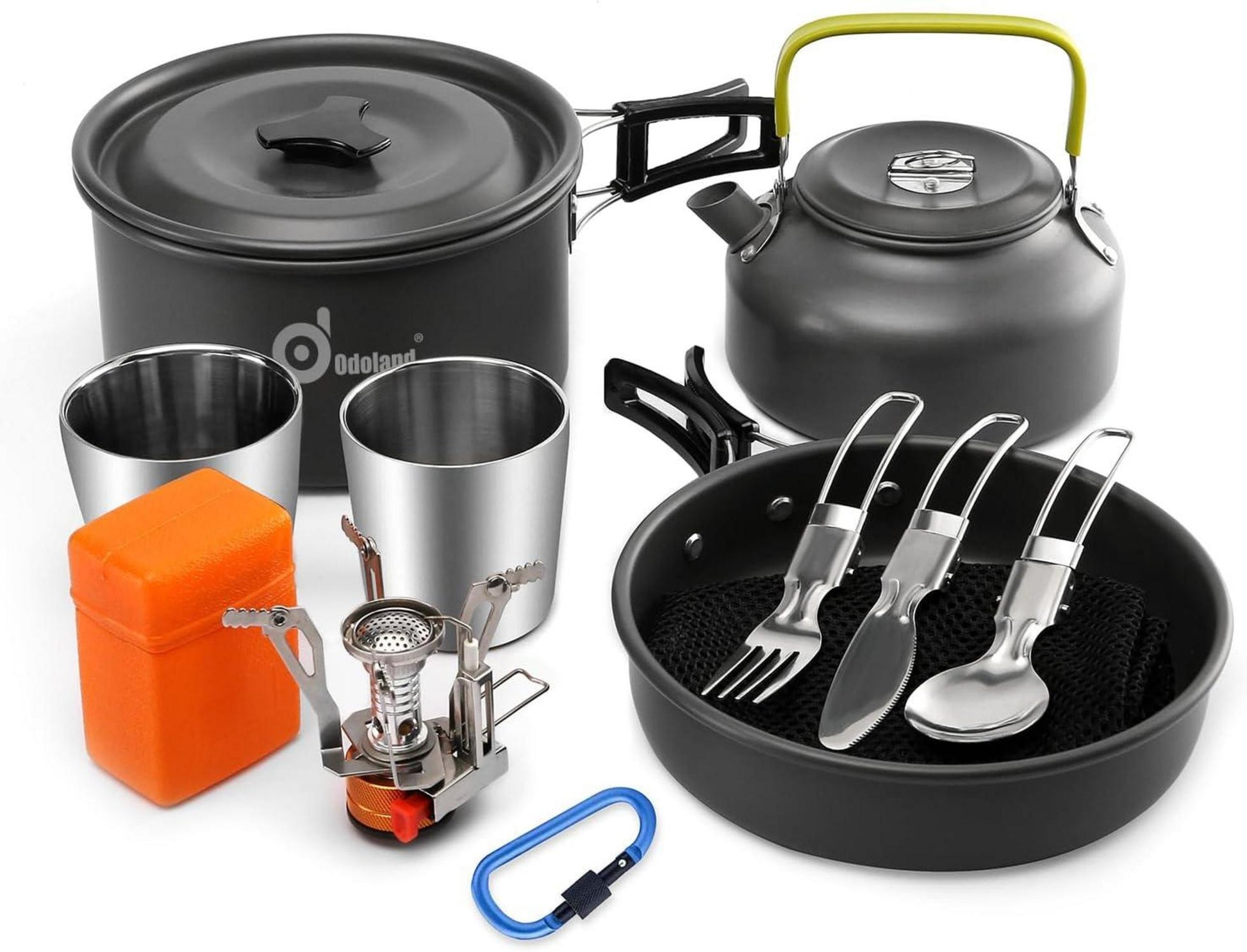 Odoland Camping Geschirr-Set 12-teilig Outdoor Kochset