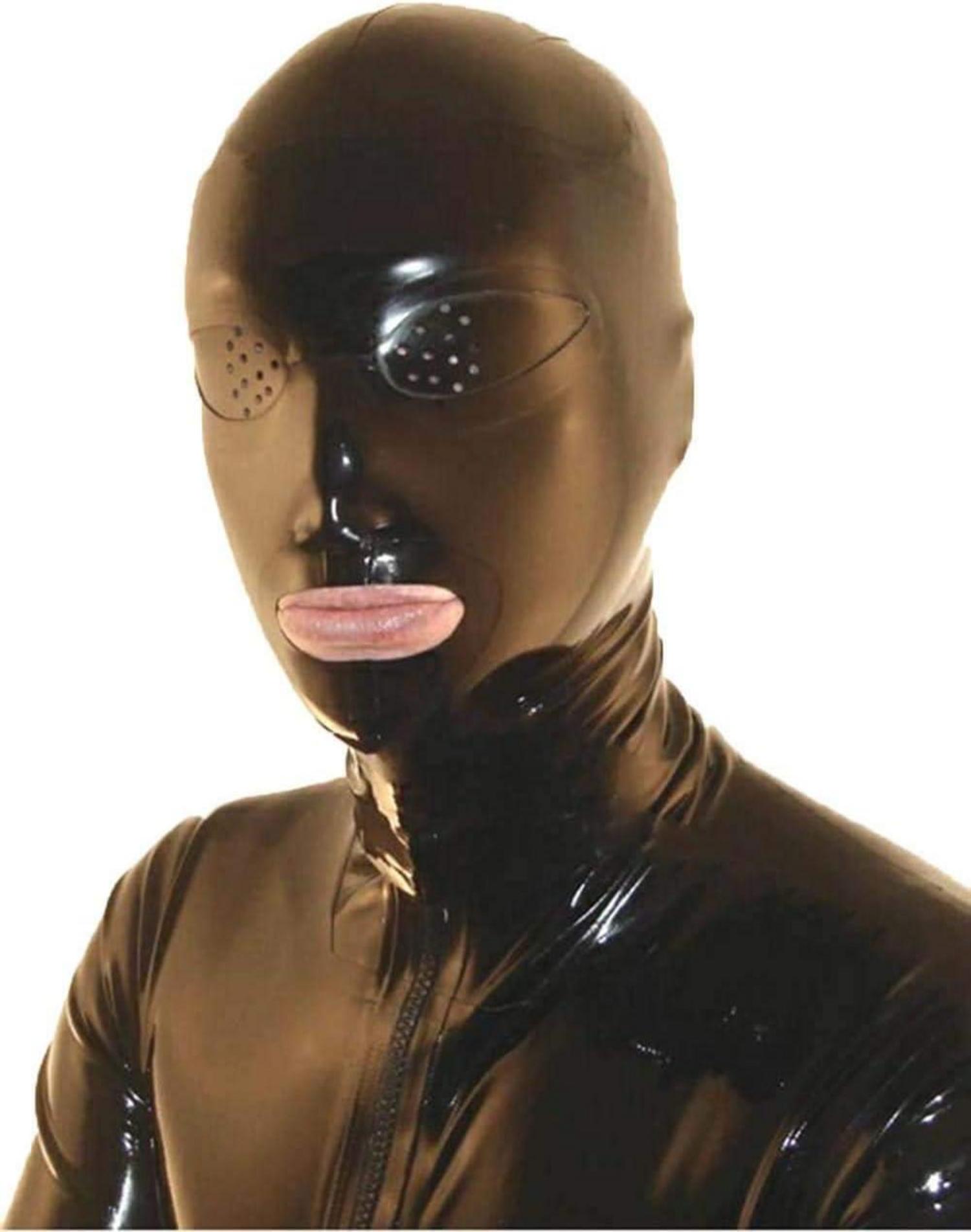 Bondage-Latex-Maske BDSM Fetisch Kopfhaube Augenmaske Cosplay