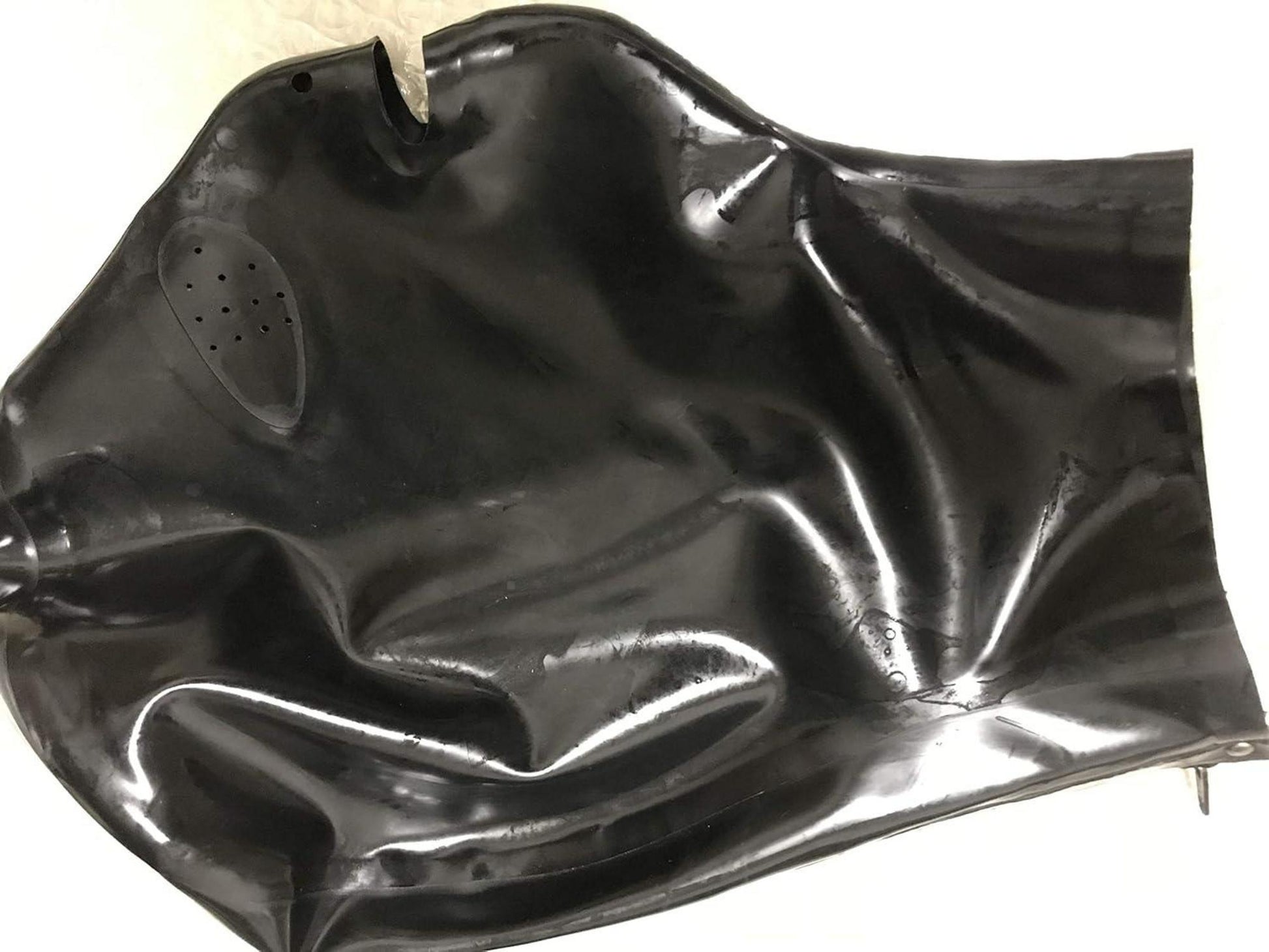SM Bondage Latex Maske Fetisch Kopfhaube Cosplay Schwarz BDSM Reißverschluss
