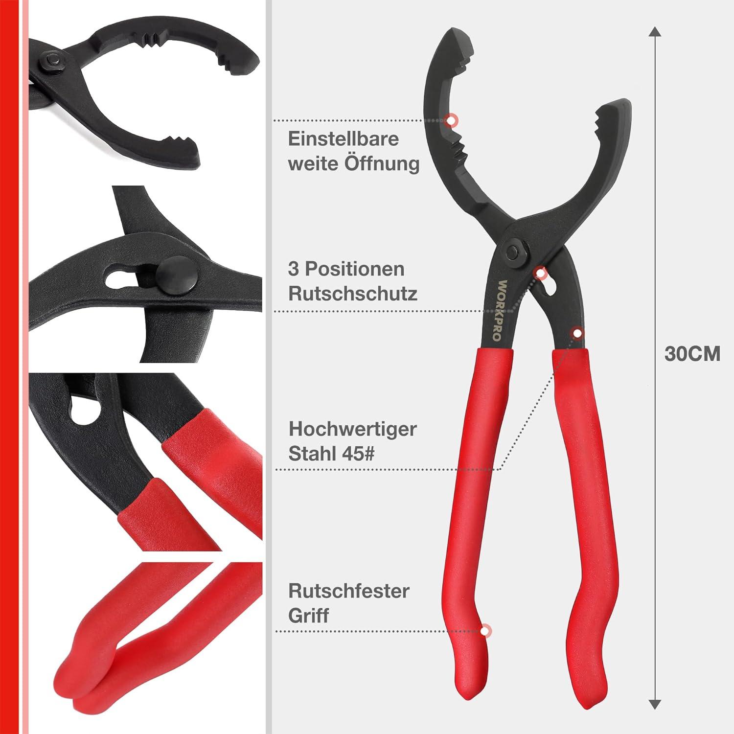 Ölfilterzange 30cm verstellbarer Ölfilterschlüssel rutschfester Griff